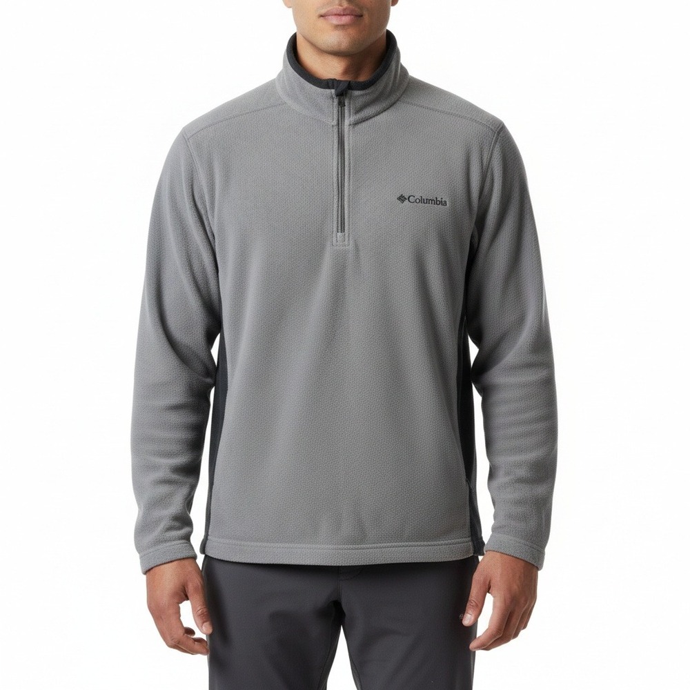Columbia Mens Outdoor 1/4 Zip Fleece Pullover Jacket Size M Gray Hiking Gorpcore